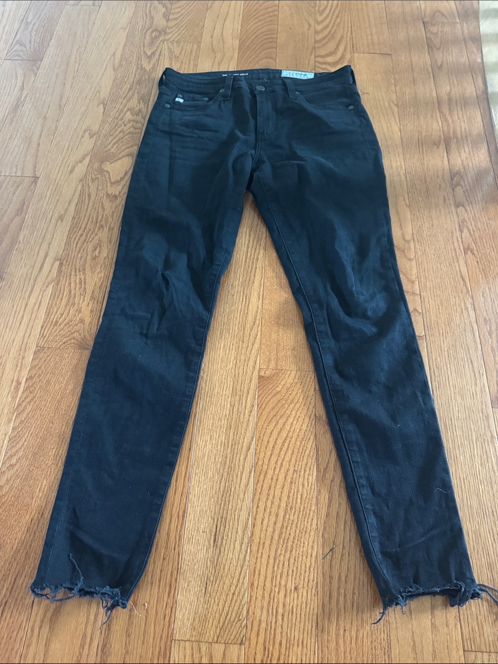 AG Adriano Goldschmied Black Raw-Hem Skinny Jeans